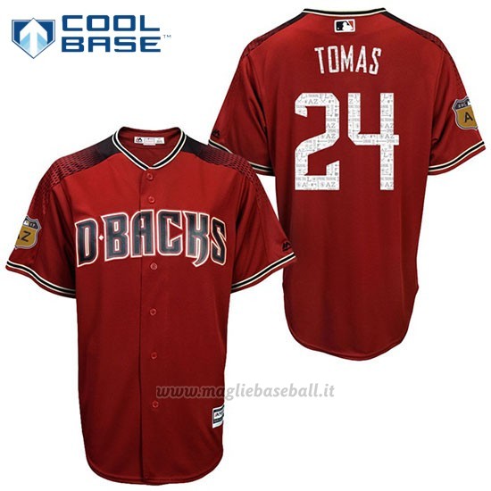 Maglia Baseball Uomo Arizona Diamondbacks 24 Yasmany Tomas 2017 Allenamento Primaverile Cool Base